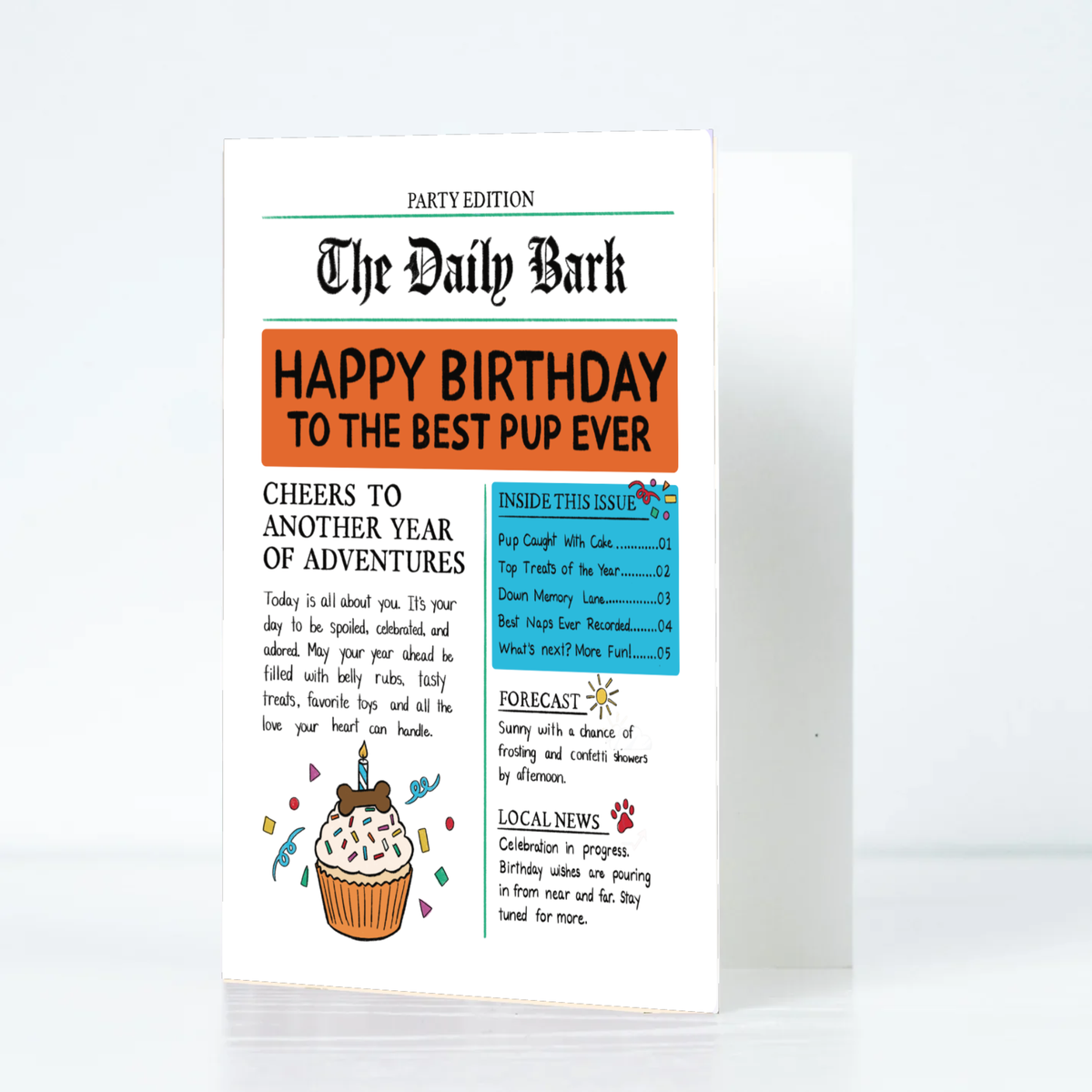 Pup's Birthday Newspaper Card